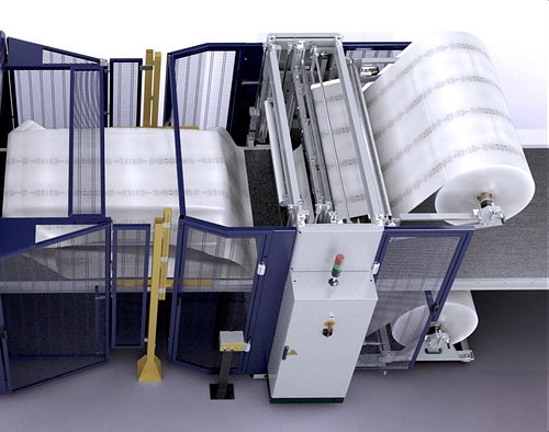 水平式缠绕机气泡膜套袋机构